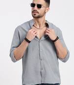 men's grey solid slim fit shirt