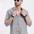 men's grey solid slim fit shirt