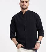 men's navy blue solid slim fit shirt