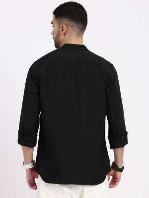 men's black solid slim fit shirt 4