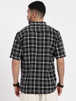 men's black checked slim fit shirt 4