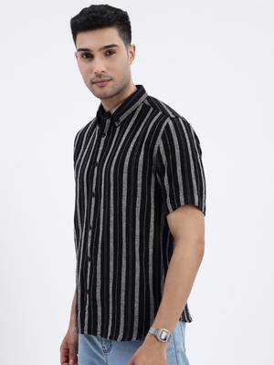 men's black striped slim fit shirt 3