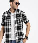 men's black checked slim fit shirt