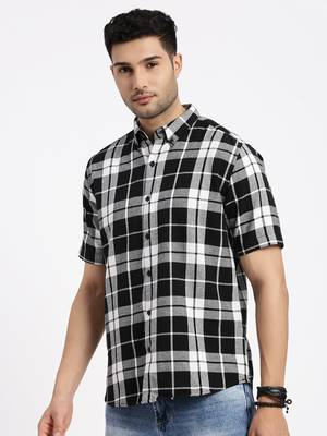 men's black checked slim fit shirt 3