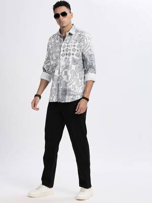 men's white ethnic motifs slim fit shirt 5