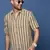 men's striped beige slim fit shirt