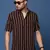 men's striped brown slim fit shirt