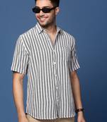 men's striped white slim fit shirt