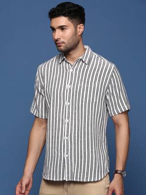 men's striped white slim fit shirt 3
