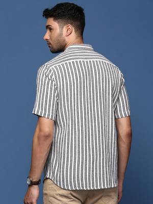 men's striped white slim fit shirt 4