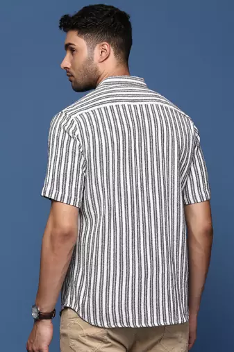 men's striped white slim fit shirt