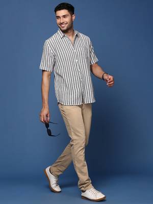 men's striped white slim fit shirt 5