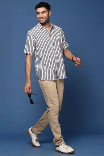 men's striped white slim fit shirt