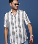 men's striped white slim fit shirt
