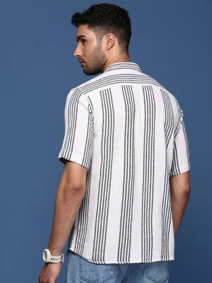men's striped white slim fit shirt 4