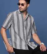 men's striped black slim fit shirt