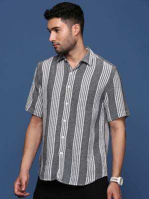 men's striped black slim fit shirt 3