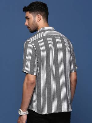 men's striped black slim fit shirt 4