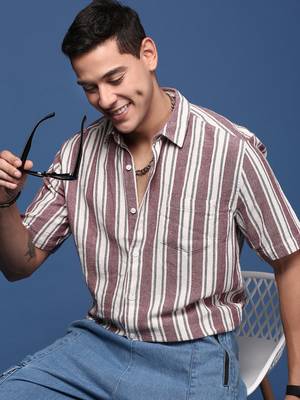 men's striped purple slim fit shirt 1