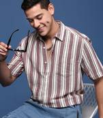 men's striped purple slim fit shirt