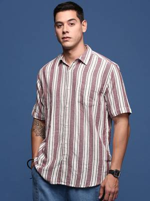 men's striped purple slim fit shirt 2