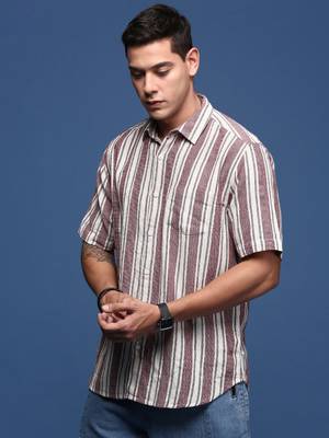 men's striped purple slim fit shirt 3