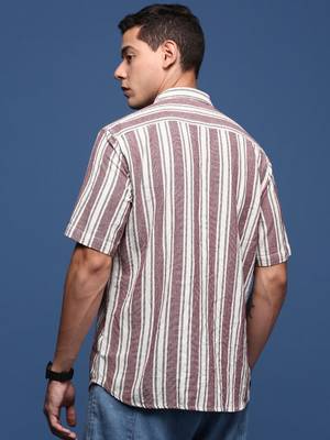 men's striped purple slim fit shirt 4