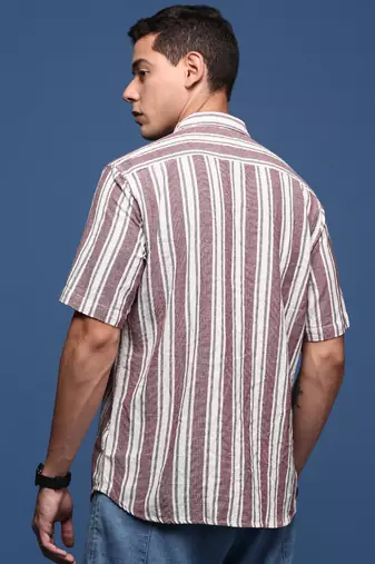 men's striped purple slim fit shirt