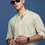 men's mandarin collar solid green slim fit shirt