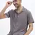 men's grey solid cuban collar relaxed fit shirt