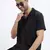 men's black solid cuban collar relaxed fit shirt