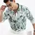 men's long sleeves abstract slim fit sea green shirt