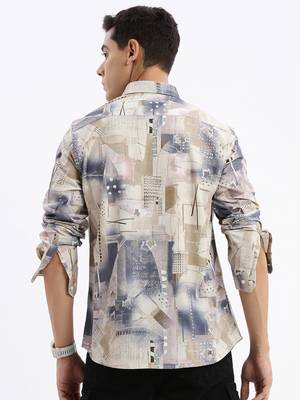 men's long sleeves abstract slim fit multi shirt 4