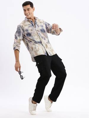 men's long sleeves abstract slim fit multi shirt 5