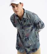 men's long sleeves abstract slim fit multi shirt