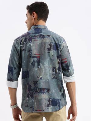 men's long sleeves abstract slim fit multi shirt 4
