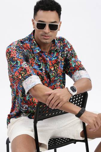 men's multi abstract slim fit shirt