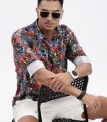 men's multi abstract slim fit shirt
