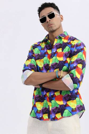 men's multi abstract slim fit shirt