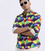 men's multi abstract slim fit shirt