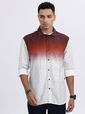 men's white colourblocked slim fit shirt 2