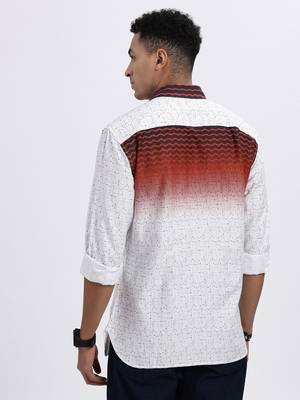men's white colourblocked slim fit shirt 4