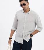 men's grey solid slim fit shirt