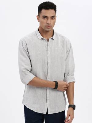 men's grey solid slim fit shirt 2