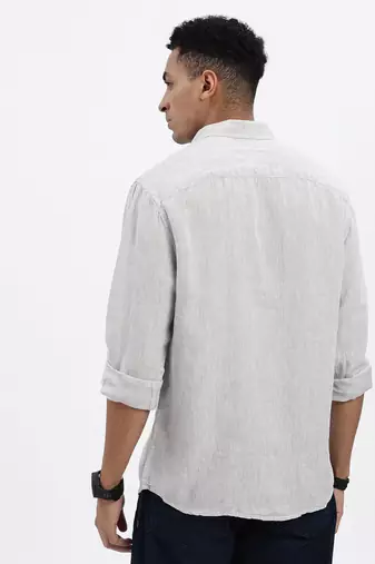 men's grey solid slim fit shirt