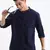 men's long sleeves solid slim fit navy blue shirt
