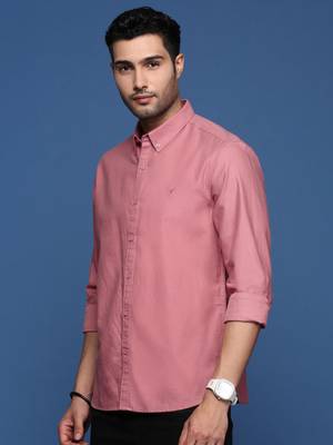 Showoff men's solid slim fit mauve shirt 3