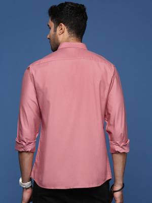 Showoff men's solid slim fit mauve shirt 4