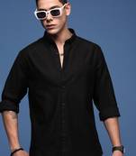 men's collared solid black slim fit shirt