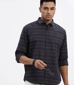 men's grey striped slim fit shirt